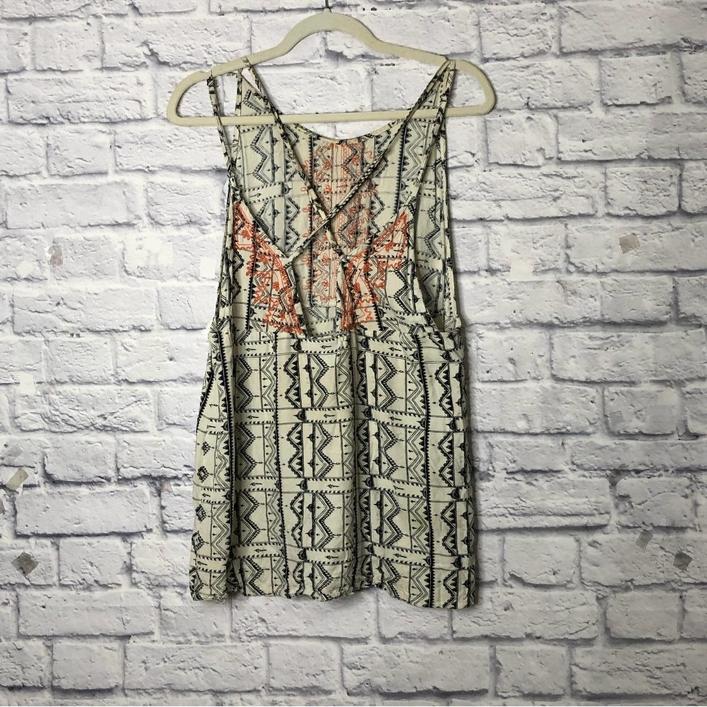 Cleobella Top Embroidered Strappy Back White Black Orange Boho M